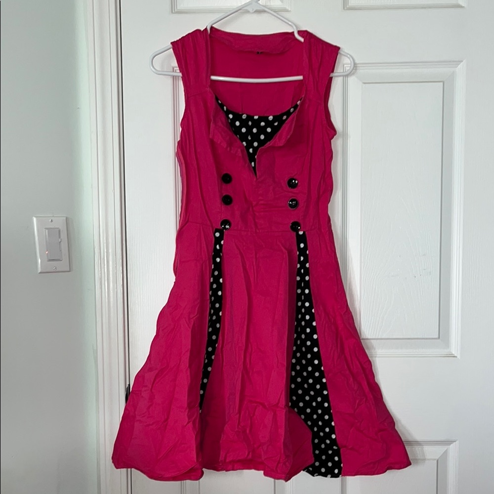 Stylish Pink Vintage Polka Dot Dress